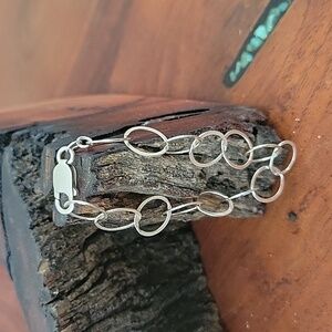 Silver Circle/Hoop Bracelet, .925 Sterling Silver, Lobster Claw Closure